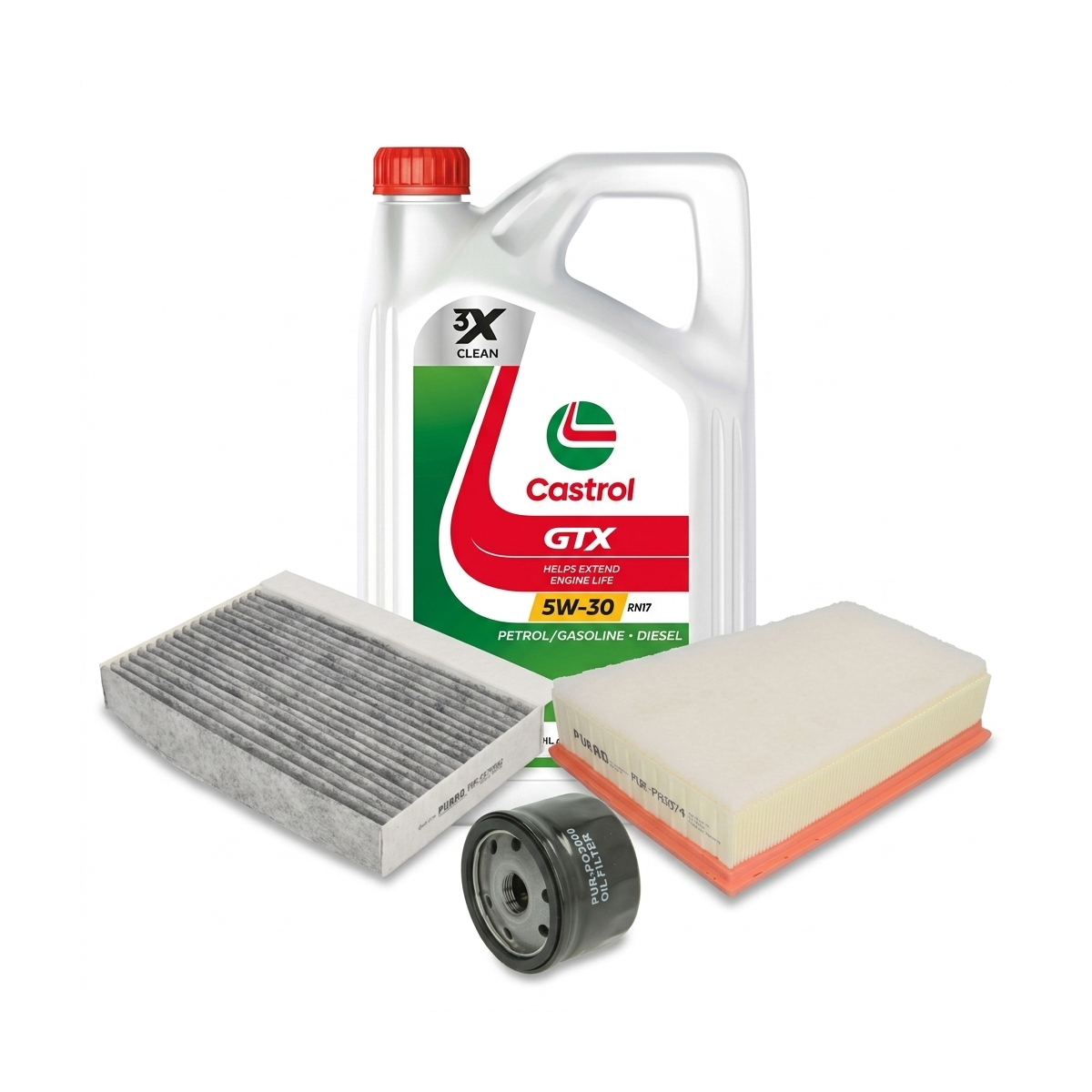 Kit revizie ulei Castrol GTX 5W-30 RN17 + filtre Renault Megane 3 1.6 16V 110 CP – PURRO