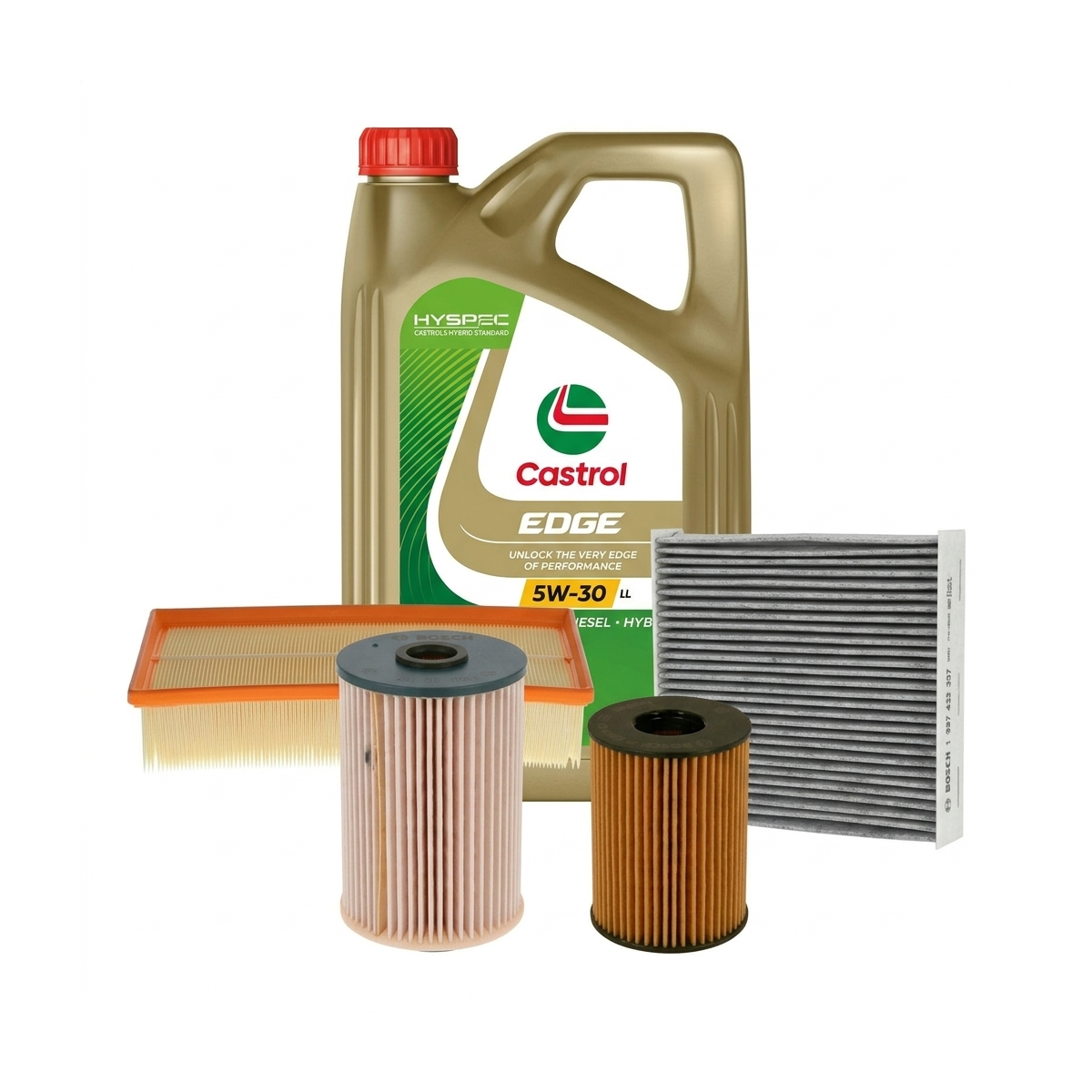 Kit revizie ulei Castrol EDGE 5W-30 LL + filtre VW Golf 6 1.6 TDI 105 CP – Bosch