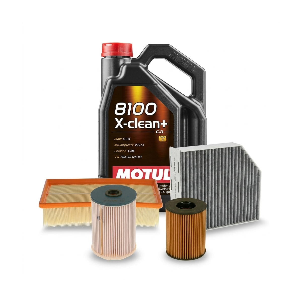 Kit revizie ulei Motul 8100 X-CLEAN+ 5W-30 + filtre VW Golf 6 1.6 TDI 105 CP – Bosch