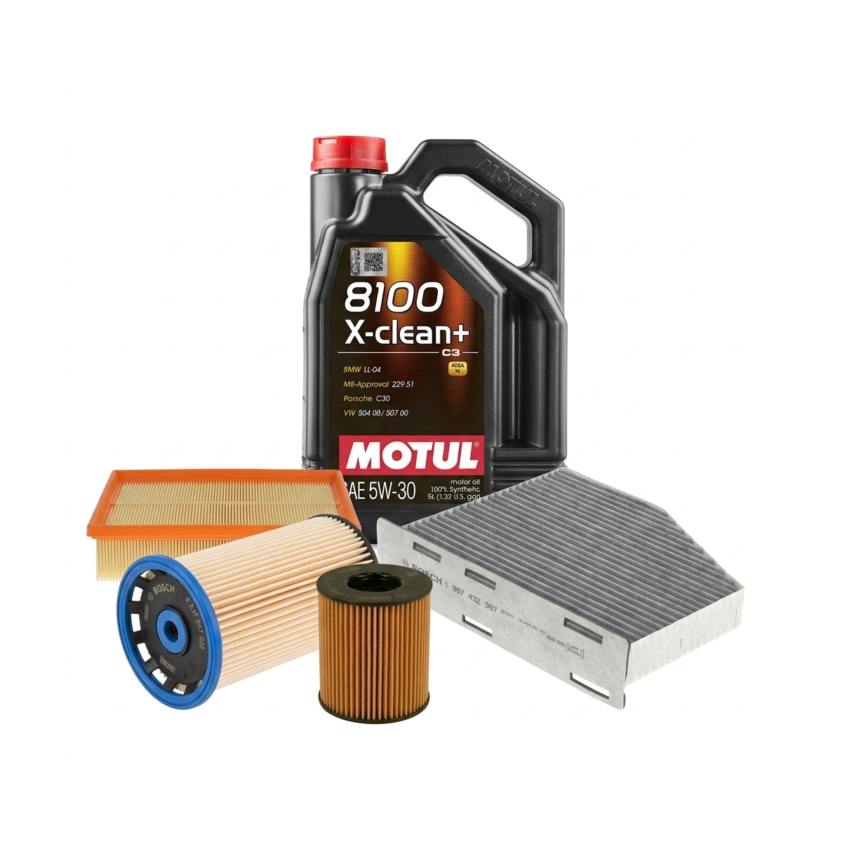 Kit revizie ulei Motul 8100 X-CLEAN+ 5W-30 + filtre VW Passat B7 2.0 TDI 4motion 170 CP – Bosch