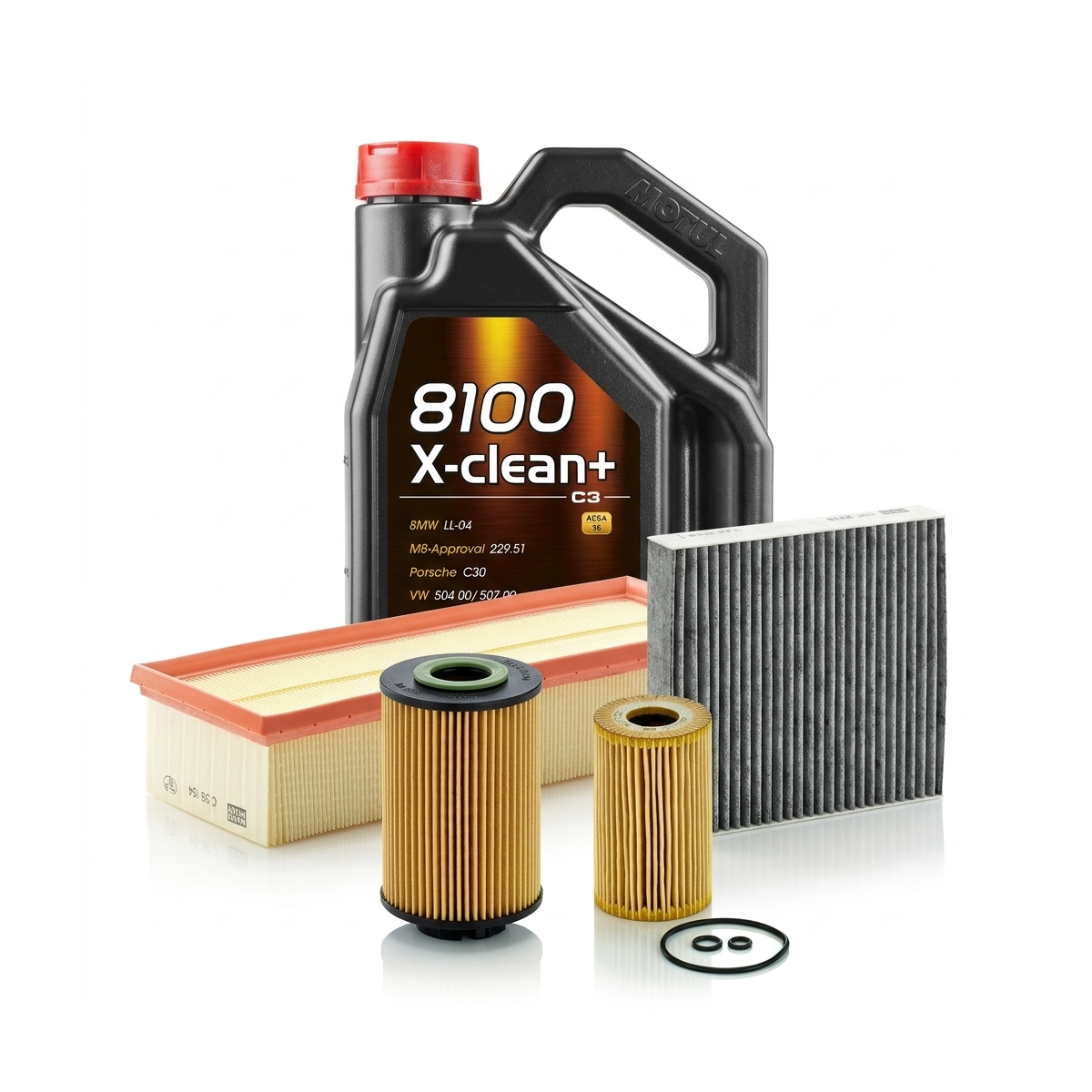 Kit revizie ulei Motul 8100 X-CLEAN+ 5W-30 + filtre VW Passat B7 2.0 TDI 4motion 170 CP – MANN