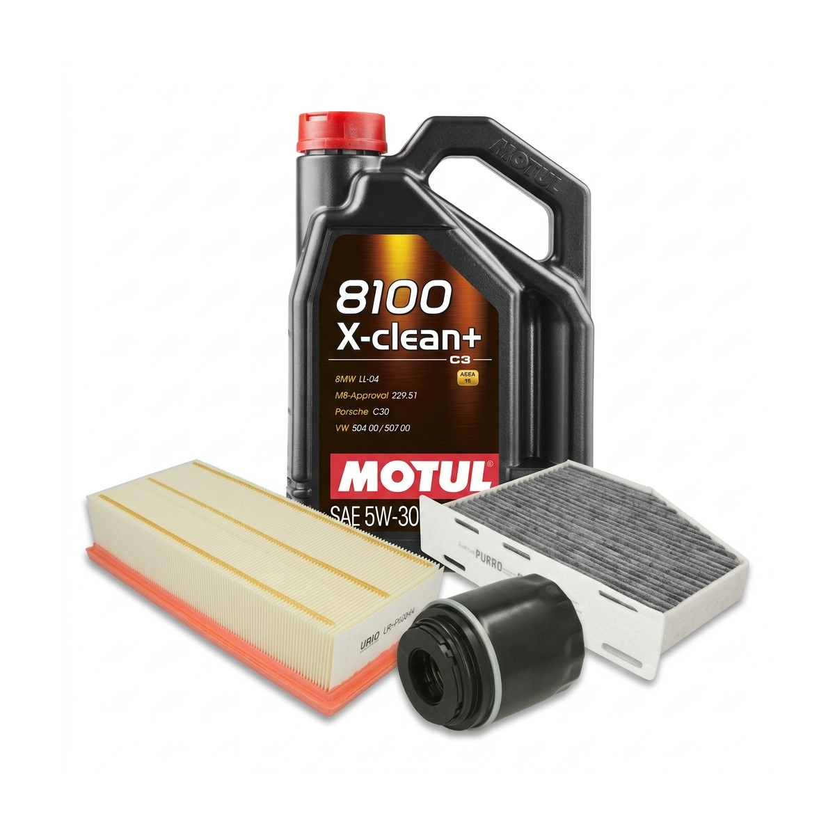 Kit revizie ulei Motul 8100 X-CLEAN+ 5W-30 + filtre VW Passat B7 1.4 TSI EcoFuel 150 CP – PURRO