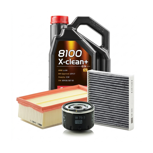 Kit revizie ulei Motul 8100 X-CLEAN+ 5W-30 + filtre Renault Clio 3 2.0 16V Sport 200 CP – MANN