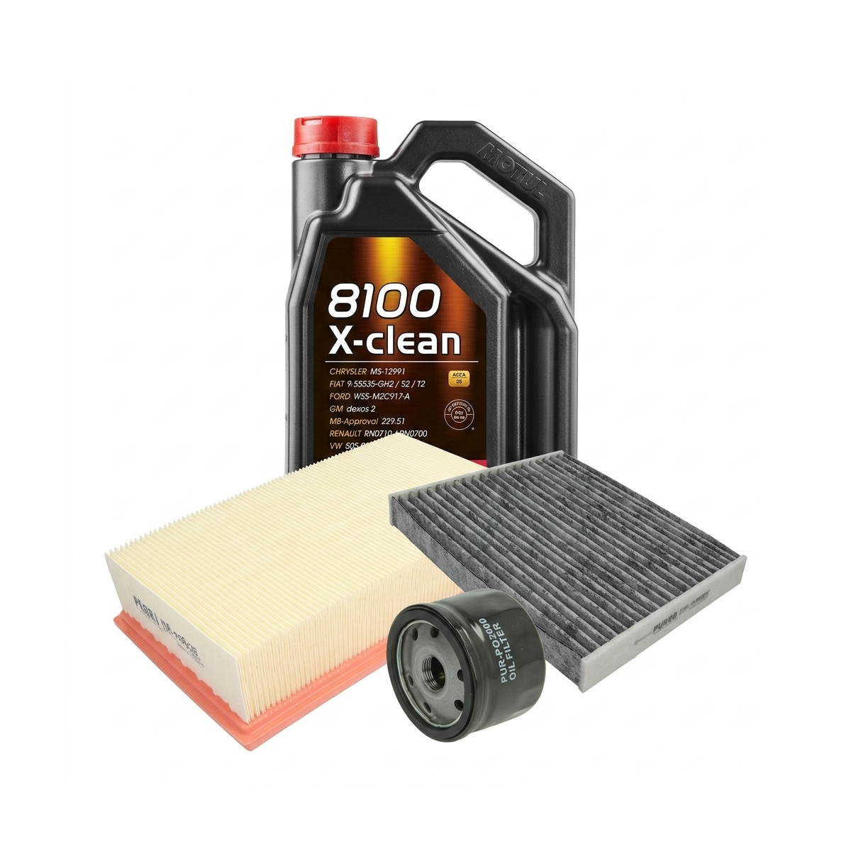 Kit revizie ulei Motul 8100 X-CLEAN 5W-40 + filtre Renault Clio 3 2.0 16V Sport 200 CP – PURRO