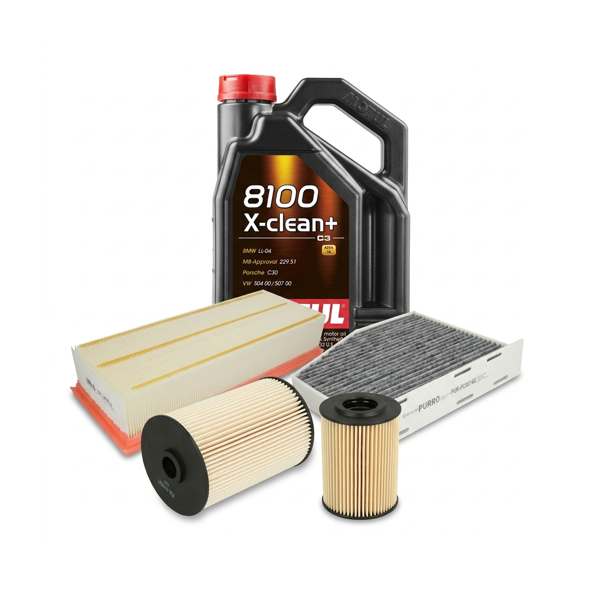 Kit revizie ulei Motul 8100 X-CLEAN+ 5W-30 + filtre Skoda Octavia 2 1.6 TDI 105 CP – PURRO