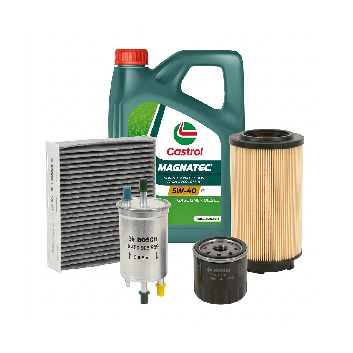 Kit revizie ulei Castrol MAGNATEC 5W-40 C3 + filtre Skoda Octavia 2 1.4 TSI 122 CP – Bosch
