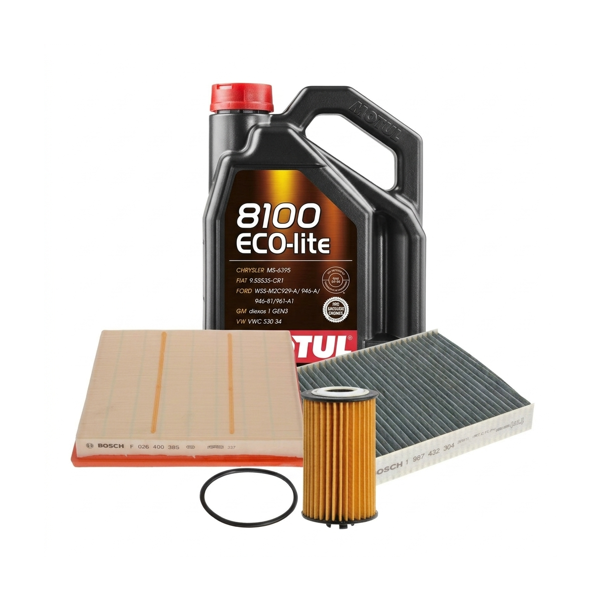 Kit revizie ulei Motul 8100 ECO-LITE 5W-30 + filtre Opel Astra J 1.4 100 CP – Bosch