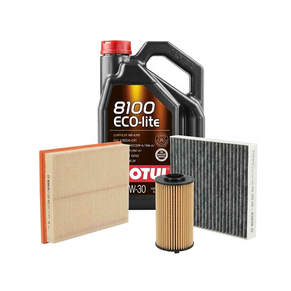Kit revizie ulei Motul 8100 ECO-LITE 5W-30 + filtre Opel Astra J 1.4 Turbo 140 CP – Bosch