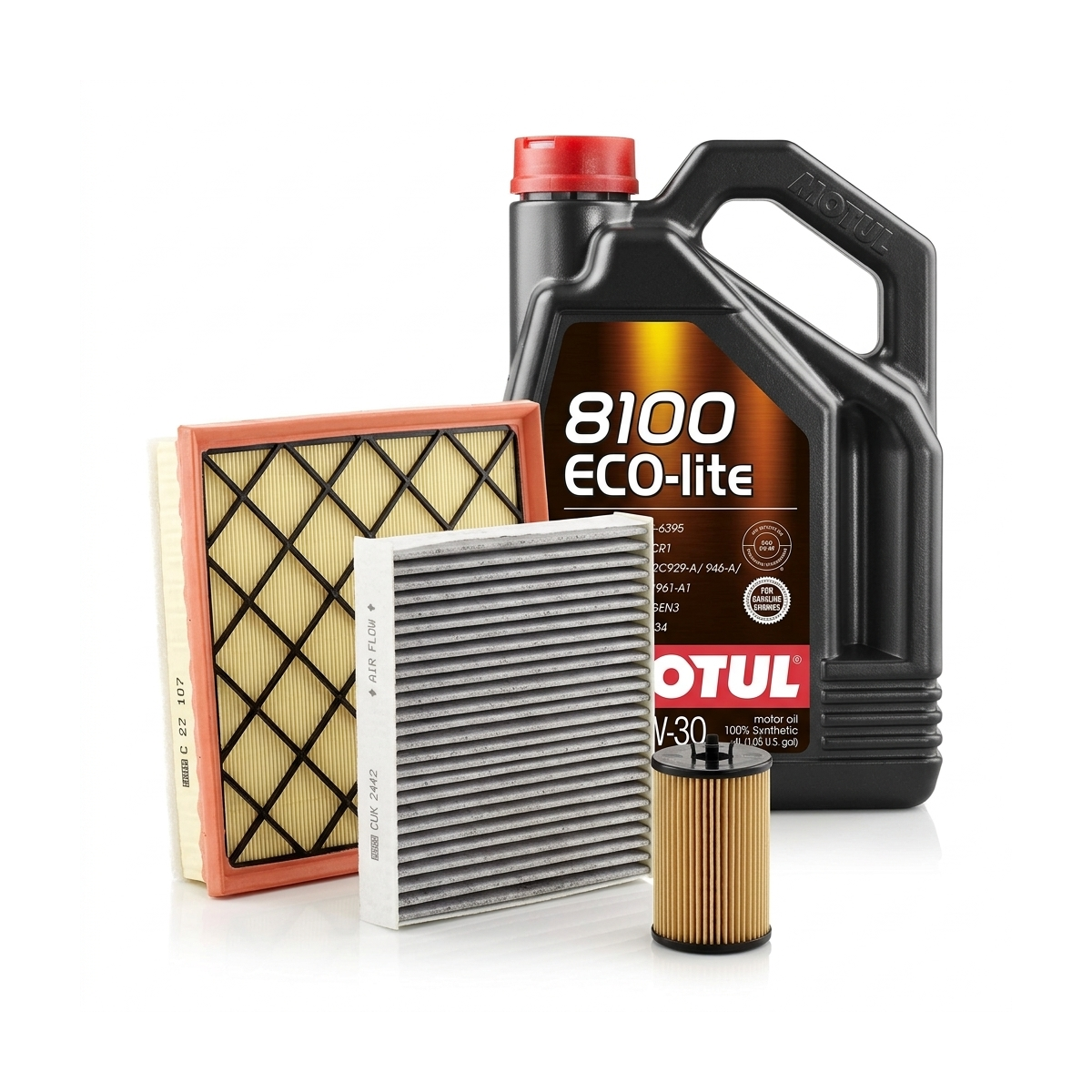 Kit revizie ulei Motul 8100 ECO-LITE 5W-30 + filtre Opel Astra J 1.4 Turbo 140 CP – MANN