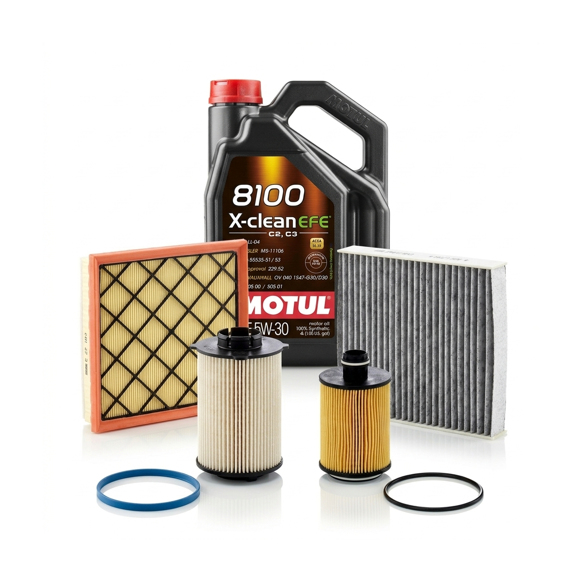 Kit revizie ulei Motul 8100 X-CLEAN EFE 5W-30 + filtre Opel Astra J 1.3 CDTI 95 CP – MANN
