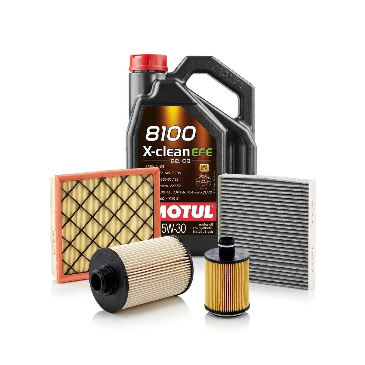 Kit revizie ulei Motul 8100 X-CLEAN EFE 5W-30 + filtre Opel Astra J 2.0 CDTI 160 CP – MANN