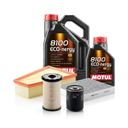 Kit revizie ulei Motul 8100 ECO-NERGY 5W-30 + filtre Ford Mondeo 4 1.8 TDCi 125 CP – MANN