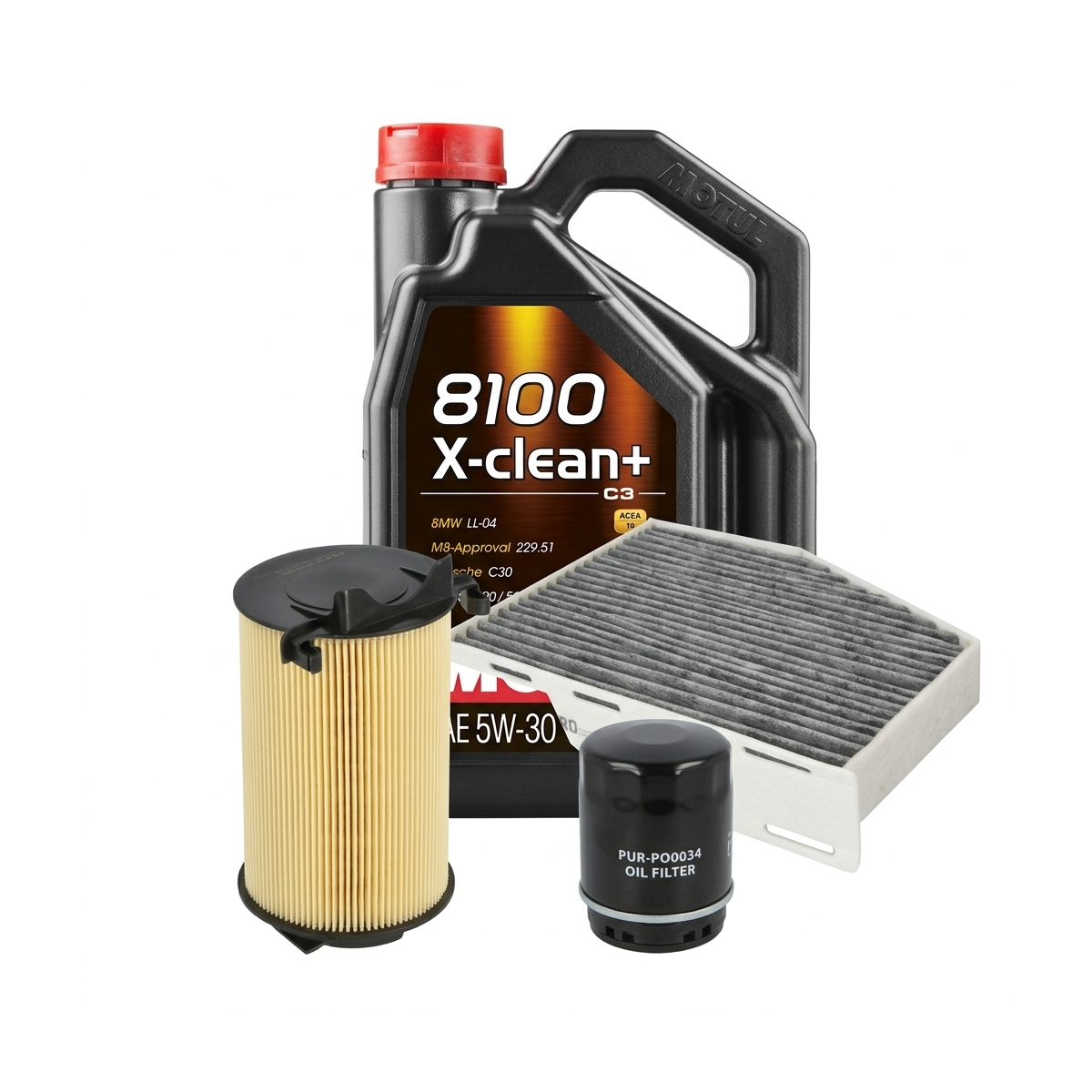 Kit revizie ulei Motul 8100 X-CLEAN+ 5W-30 + filtre VW Golf 6 1.2 TSI 105 CP – PURRO