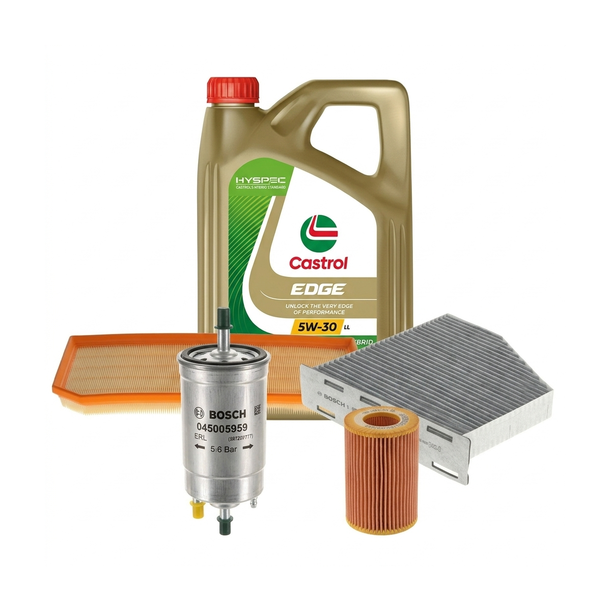 Kit revizie ulei Castrol EDGE 5W-30 LL + filtre VW Golf 6 2.0 R 4motion 270 CP – Bosch