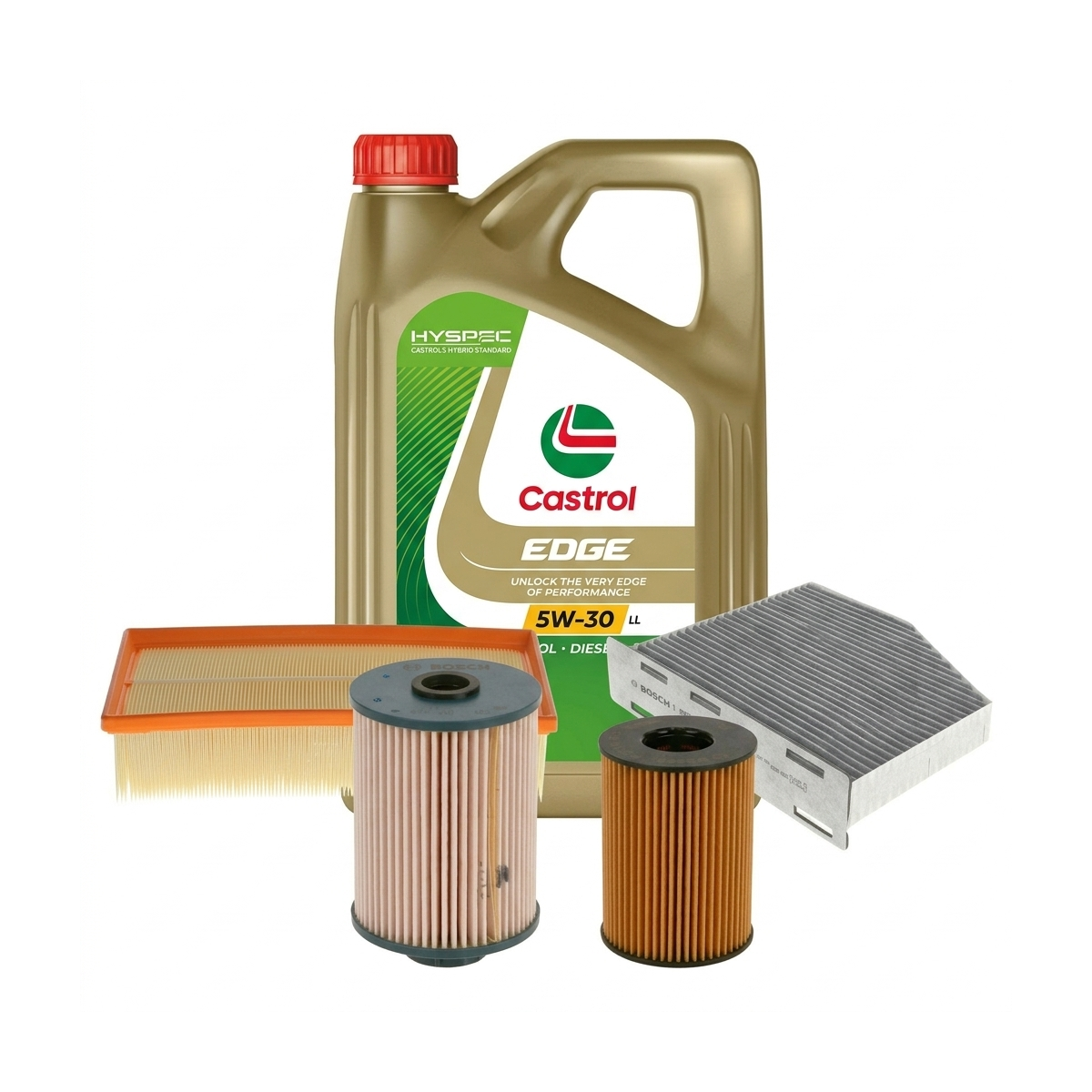 Kit revizie ulei Castrol EDGE 5W-30 LL + filtre VW Jetta 3 1.6 TDI 105 CP – Bosch