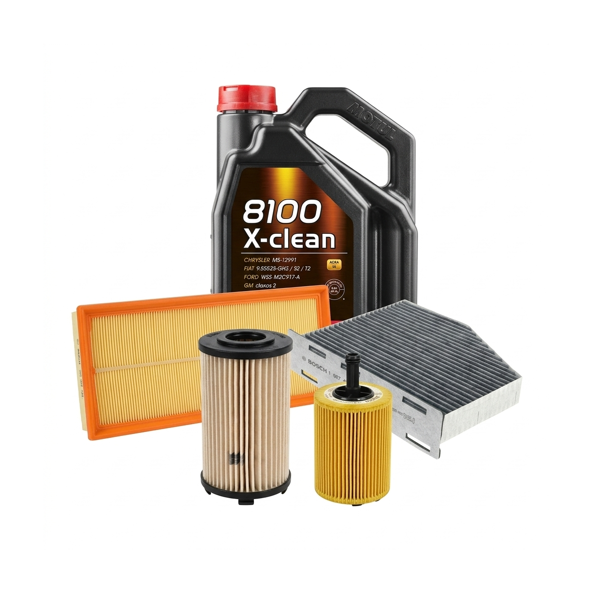 Kit revizie ulei Motul 8100 X-CLEAN 5W-40 + filtre VW Passat B6 2.0 TDI 4motion 170 CP – Bosch