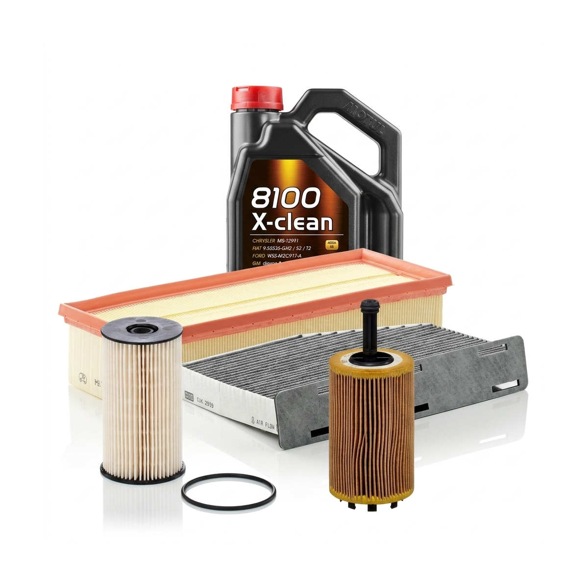 Kit revizie ulei Motul 8100 X-CLEAN 5W-40 + filtre VW Passat B6 2.0 TDI 4motion 170 CP – MANN