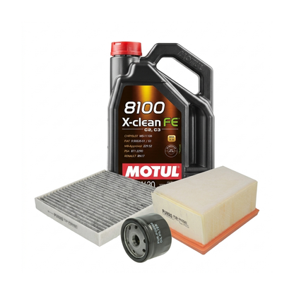 Kit revizie ulei Motul 8100 X-CLEAN FE 5W-30 + filtre Dacia Duster HS 1.6 16V 105 CP – PURRO
