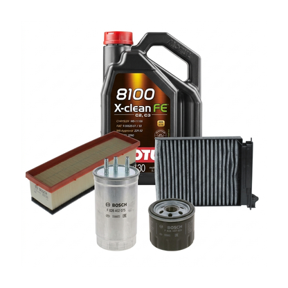 Kit revizie ulei Motul 8100 X-CLEAN FE 5W-30 + filtre Dacia Duster HS 1.5 dCi 86 CP – Bosch