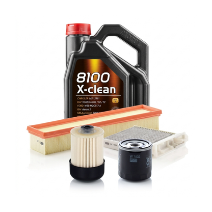 Kit revizie ulei Motul 8100 X-CLEAN 5W-40 + filtre Dacia Duster HS 1.5 dCi 86 CP – MANN