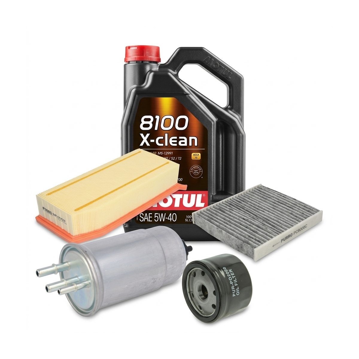 Kit revizie ulei Motul 8100 X-CLEAN 5W-40 + filtre Dacia Duster HS 1.5 dCi 86 CP – PURRO
