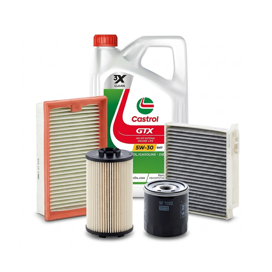 Kit revizie ulei Castrol GTX 5W-30 RN17 + filtre Dacia Duster HS 1.5 dCi 107 CP – MANN