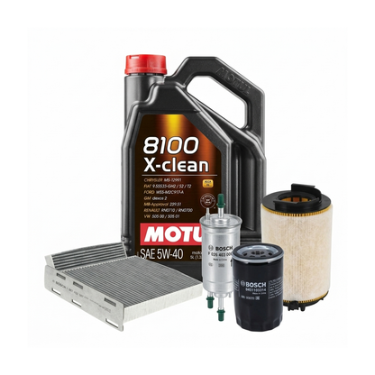 Kit revizie ulei Motul 8100 X-CLEAN 5W-40 + filtre VW Golf 5 1.6 MultiFuel 102 CP – Bosch