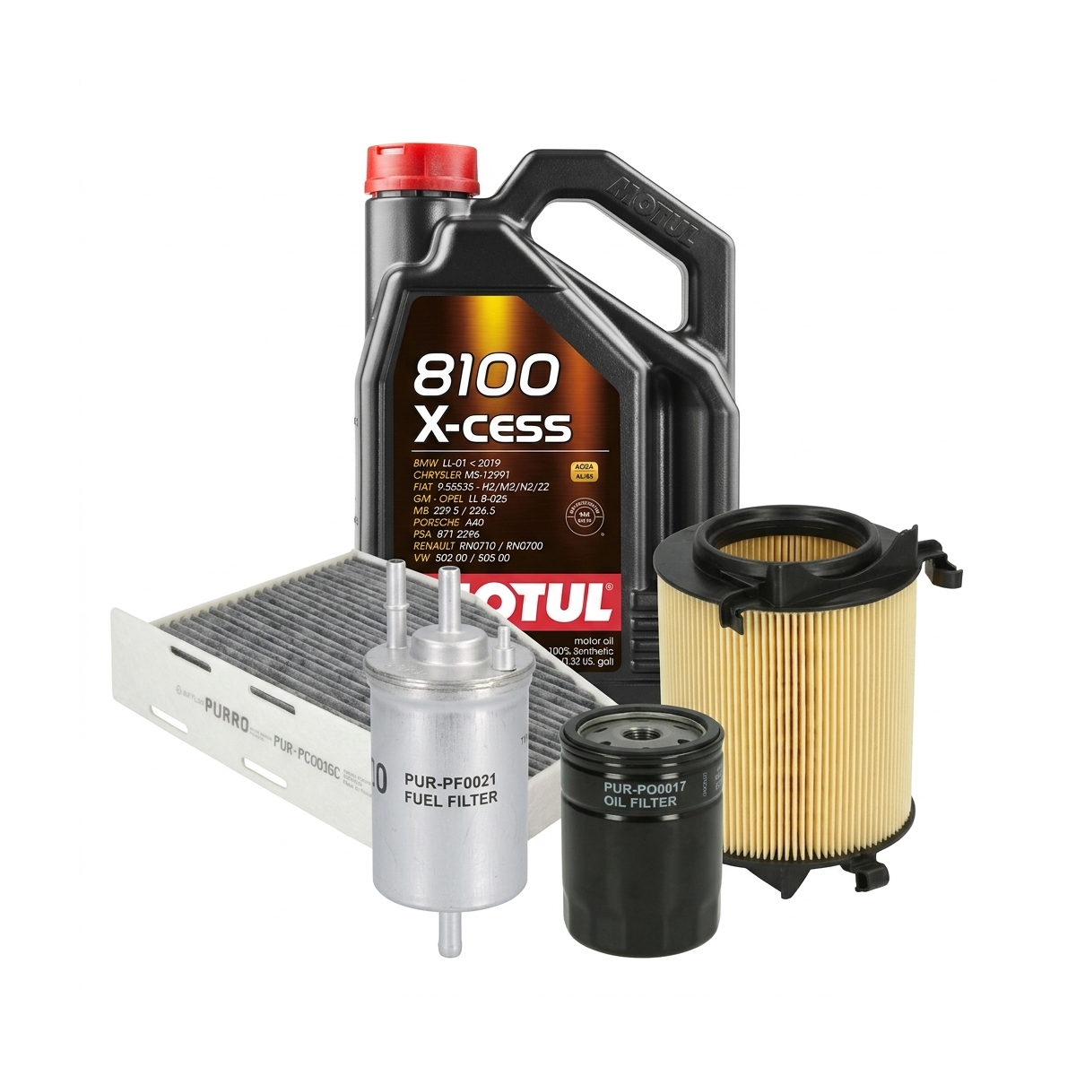 Kit revizie ulei Motul 8100 X-CESS 5W-40 + filtre VW Jetta 3 1.6 MultiFuel 102 CP – PURRO