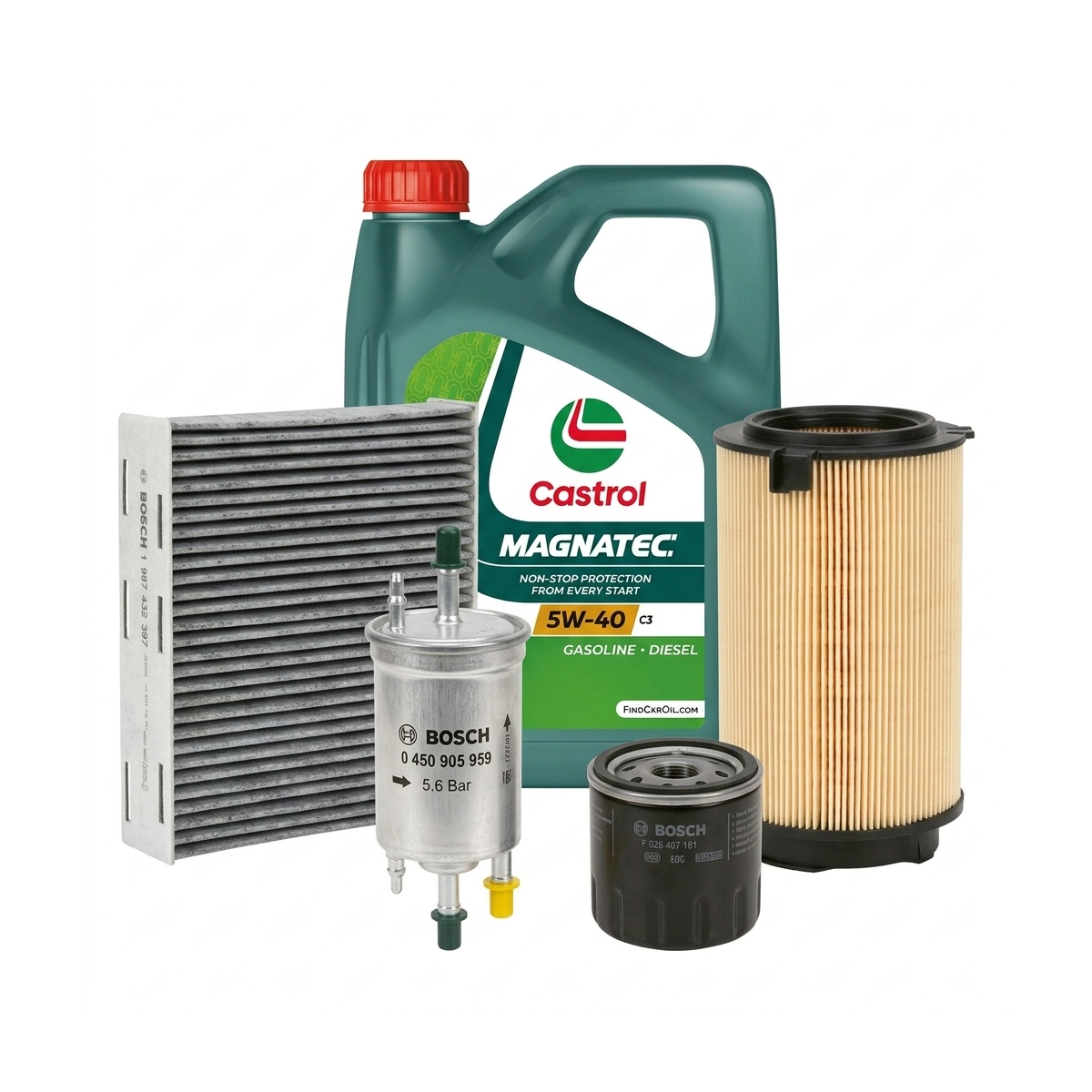 Kit revizie ulei Castrol MAGNATEC 5W-40 C3 + filtre Skoda Octavia 2 1.2 TSI 105 CP – Bosch