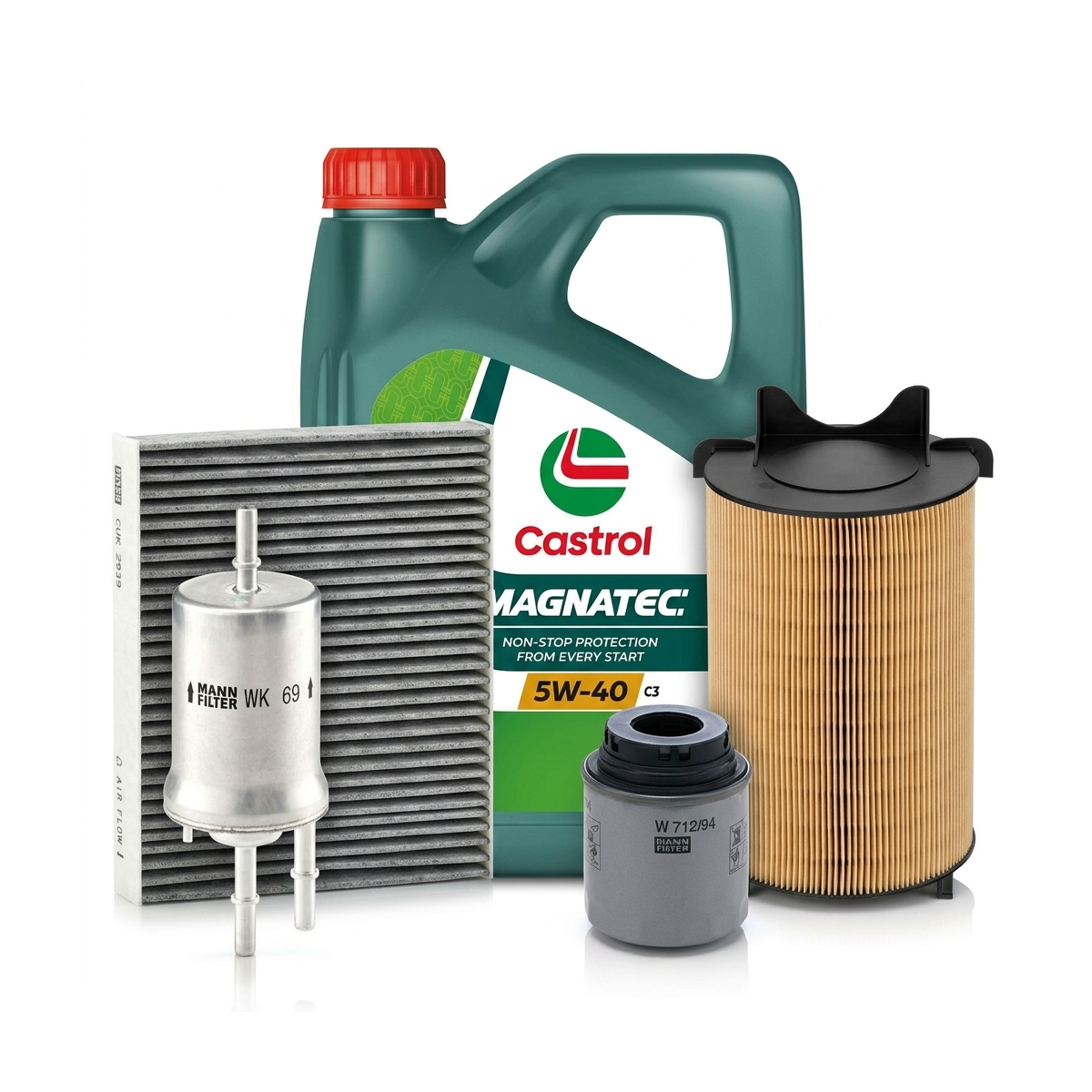 Kit revizie ulei Castrol MAGNATEC 5W-40 C3 + filtre Skoda Octavia 2 1.2 TSI 105 CP – MANN