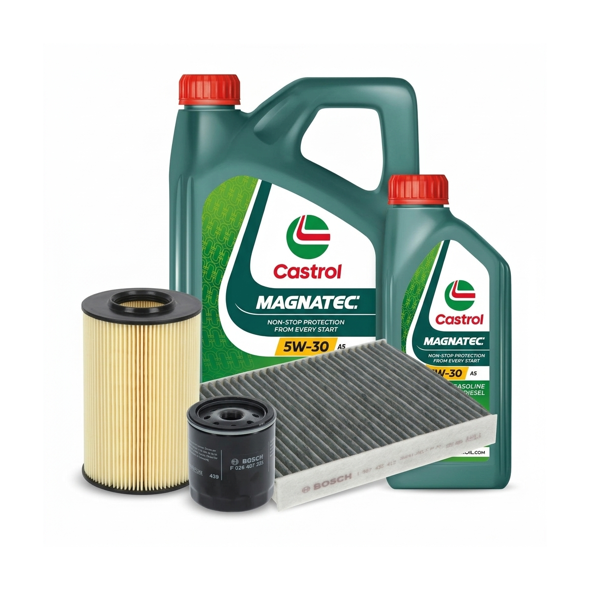 Kit revizie ulei Castrol MAGNATEC 5W-30 A5 + filtre Ford Focus 2 2.0 LPG 145 CP – Bosch