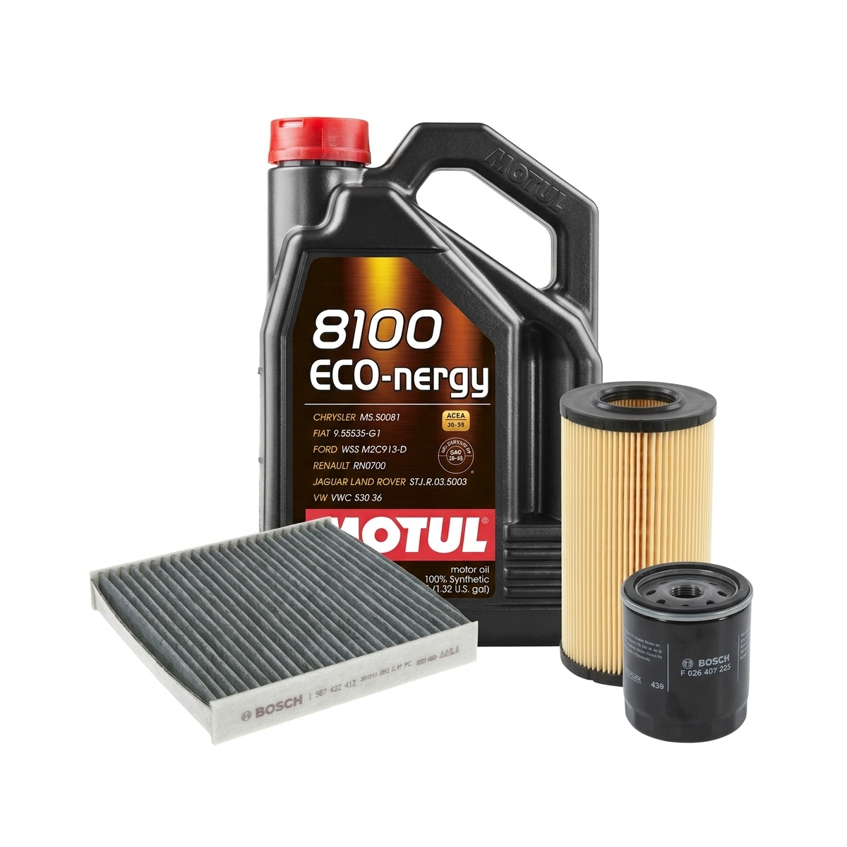 Kit revizie ulei Motul 8100 ECO-NERGY 5W-30 + filtre Ford Focus 2 2.0 LPG 145 CP – Bosch