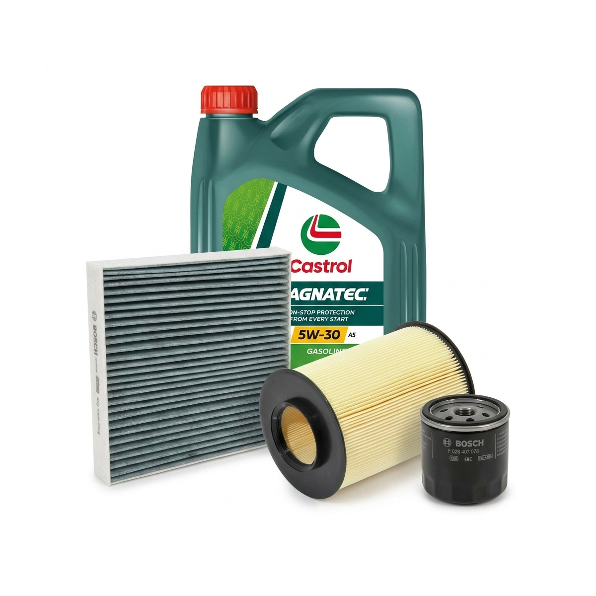 Kit revizie ulei Castrol MAGNATEC 5W-30 A5 + filtre Ford Focus 2 1.6 LPG 115 CP – Bosch