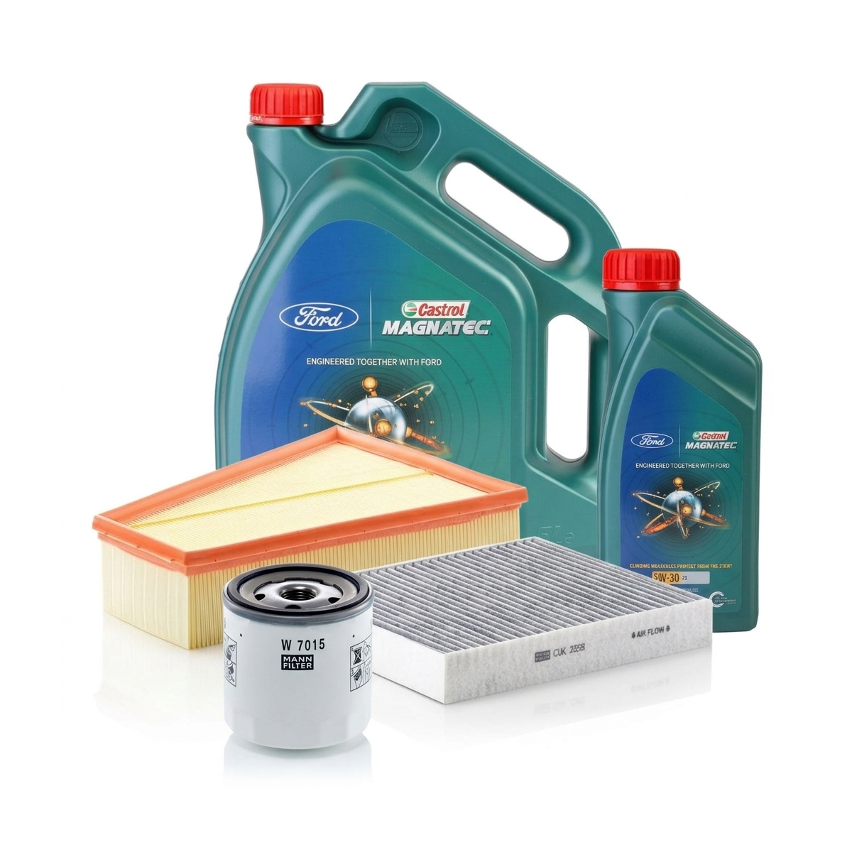 Kit revizie ulei Castrol Ford Magnatec A5 5W-30 + filtre Ford Mondeo 4 2.0 SCTi 203 CP – MANN