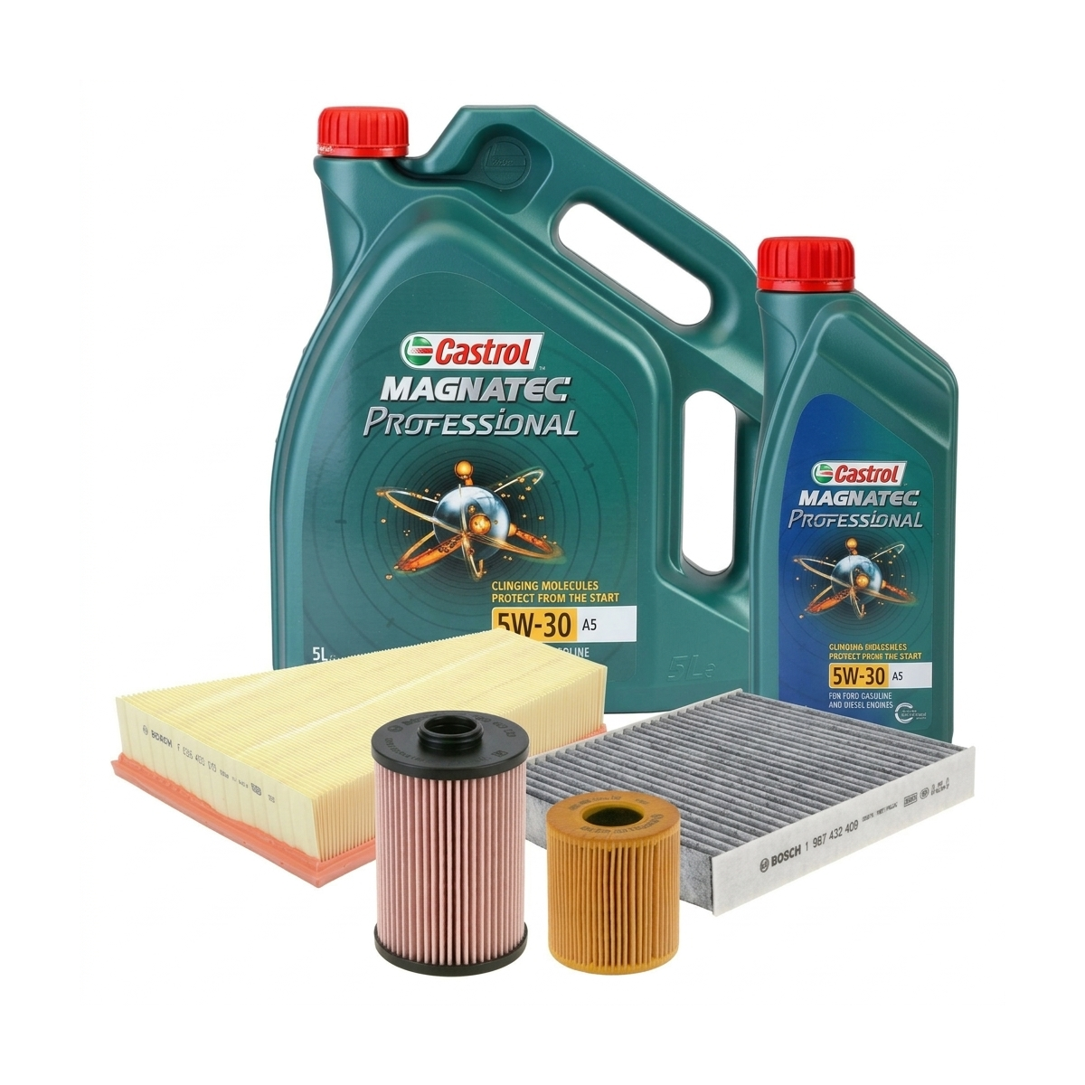 Kit revizie ulei Castrol Ford Magnatec A5 5W-30 + filtre Ford Mondeo 4 2.0 TDCi 163 CP – Bosch