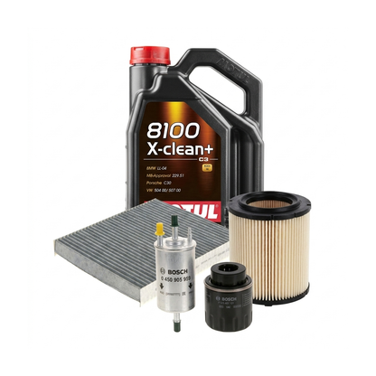 Kit revizie ulei Motul 8100 X-CLEAN+ 5W-30 + filtre VW Polo 5 1.4 GTI 180 CP – Bosch