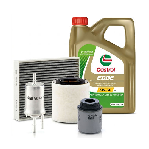 Kit revizie ulei Castrol EDGE 5W-30 LL + filtre VW Polo 5 1.4 GTI 180 CP – MANN