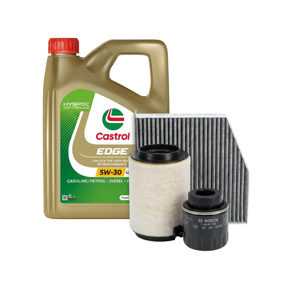 Kit revizie ulei Castrol EDGE 5W-30 LL + filtre VW Tiguan 5N 1.4 TSI 122 CP – Bosch