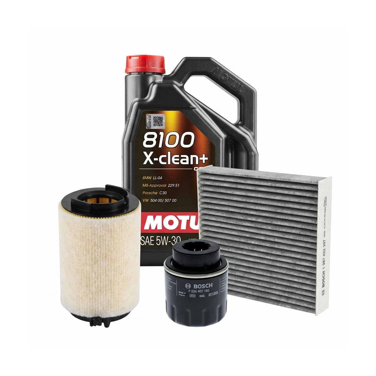 Kit revizie ulei Motul 8100 X-CLEAN+ 5W-30 + filtre VW Tiguan 5N 1.4 TSI 122 CP – Bosch