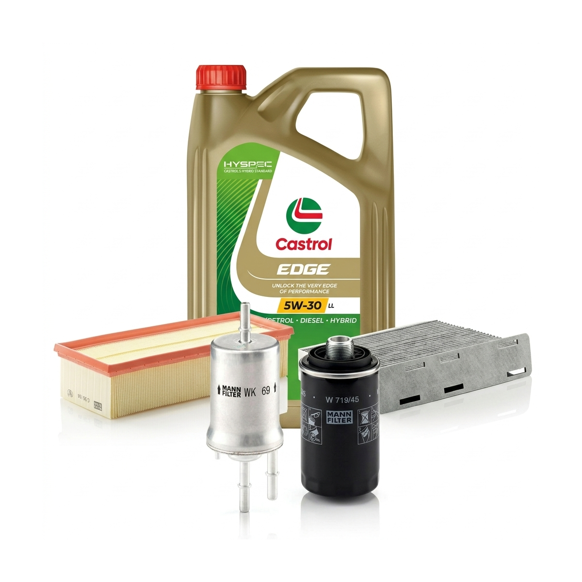 Kit revizie ulei Castrol EDGE 5W-30 LL + filtre VW Golf 6 1.8 TSI 160 CP – MANN
