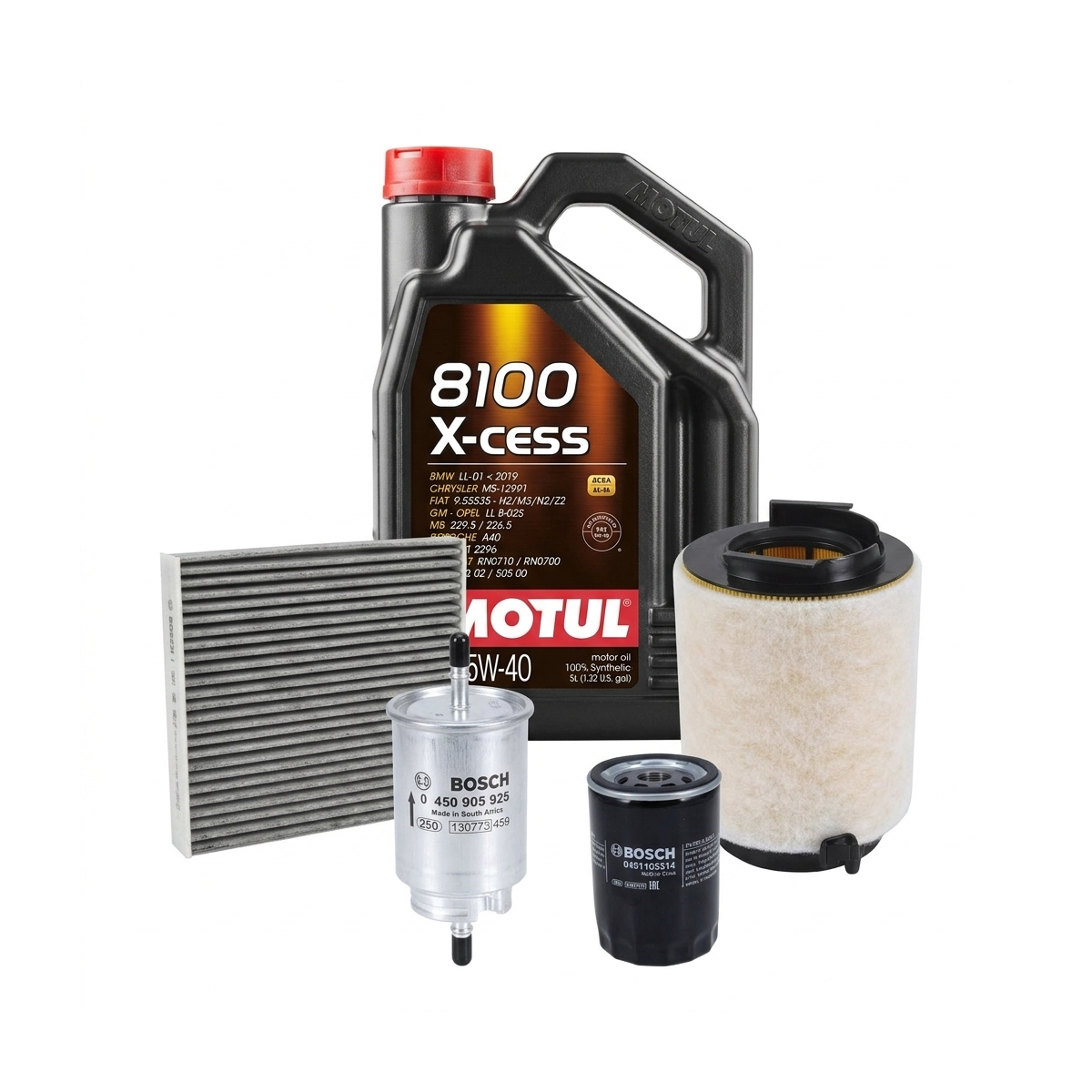 Kit revizie ulei Motul 8100 X-CESS 5W-40 + filtre Skoda Octavia 2 1.6 LPG 102 CP – Bosch