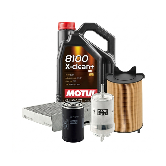 Kit revizie ulei Motul 8100 X-CLEAN+ 5W-30 + filtre Skoda Octavia 2 1.6 LPG 102 CP – MANN