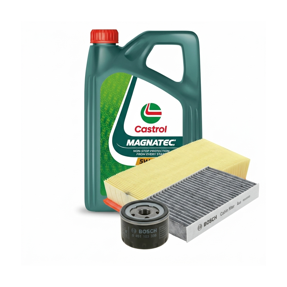 Kit revizie ulei Castrol MAGNATEC 5W-40 C3 + filtre Renault Clio 3 1.6 107 CP – Bosch