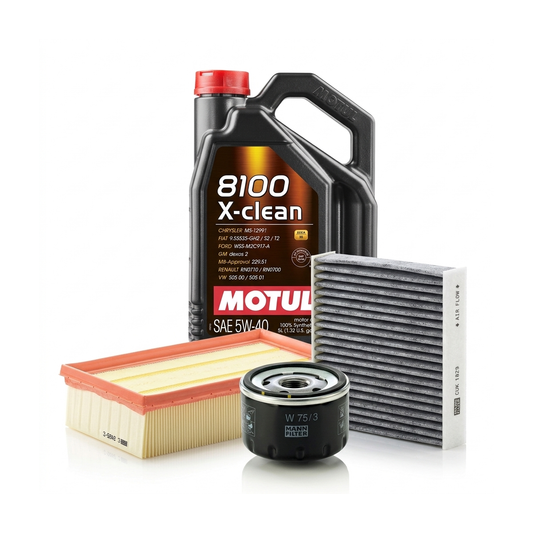 Kit revizie ulei Motul 8100 X-CLEAN 5W-40 + filtre Renault Clio 3 1.6 107 CP – MANN