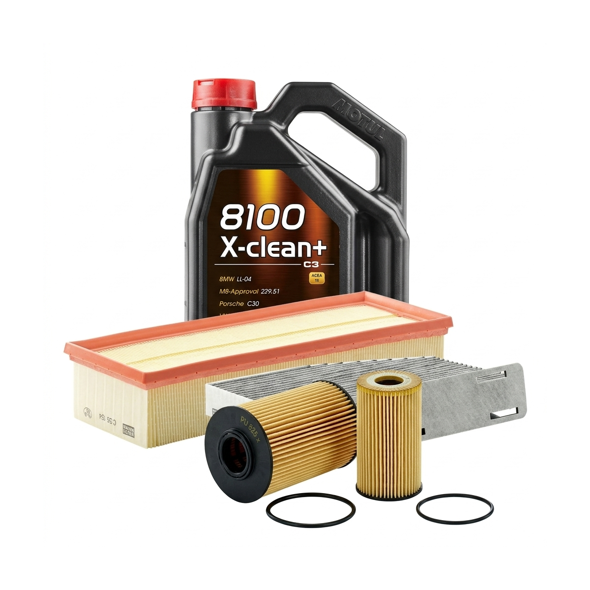 Kit revizie ulei Motul 8100 X-CLEAN+ 5W-30 + filtre VW Touran 1T3 2.0 TDI 177 CP – MANN
