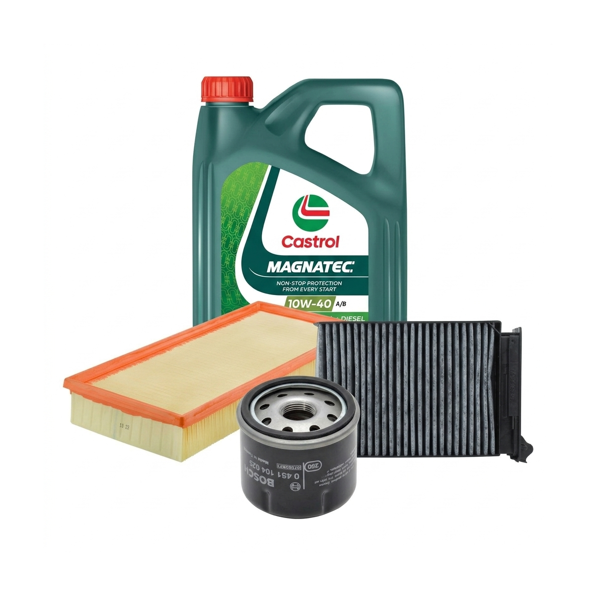 Kit revizie ulei Castrol MAGNATEC 10W-40 A/B + filtre Renault Clio 3 1.2 Ethanol 75 CP – Bosch