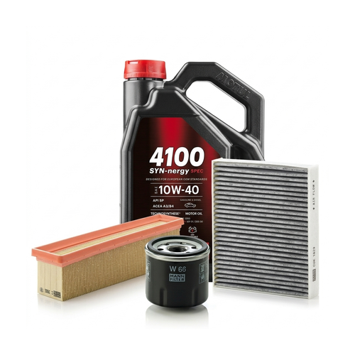 Kit revizie ulei Motul 4100 SYN-NERGY SPEC 10W-40 + filtre Renault Clio 3 1.2 Ethanol 75 CP – MANN