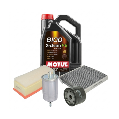 Kit revizie ulei Motul 8100 X-CLEAN FE 5W-30 + filtre Dacia Duster HS 1.5 dCi 109 CP – PURRO