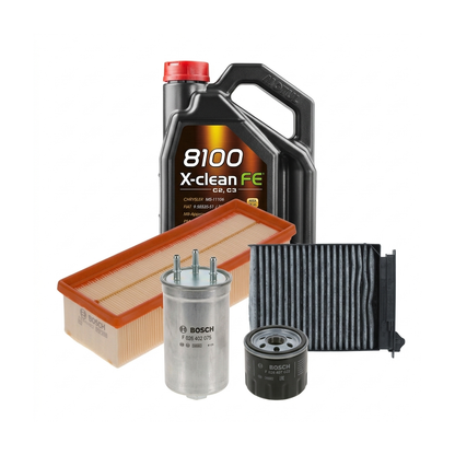 Kit revizie ulei Motul 8100 X-CLEAN FE 5W-30 + filtre Dacia Duster HS 1.5 dCi 90 CP – Bosch