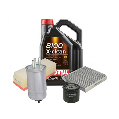 Kit revizie ulei Motul 8100 X-CLEAN 5W-40 + filtre Dacia Duster HS 1.5 dCi 90 CP – PURRO